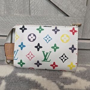 White Multicolored Change Purse